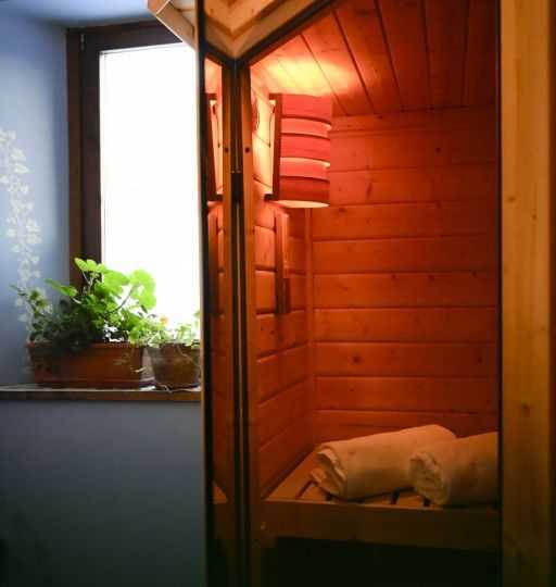 Sauna sulla finestra di sinistra con fiori